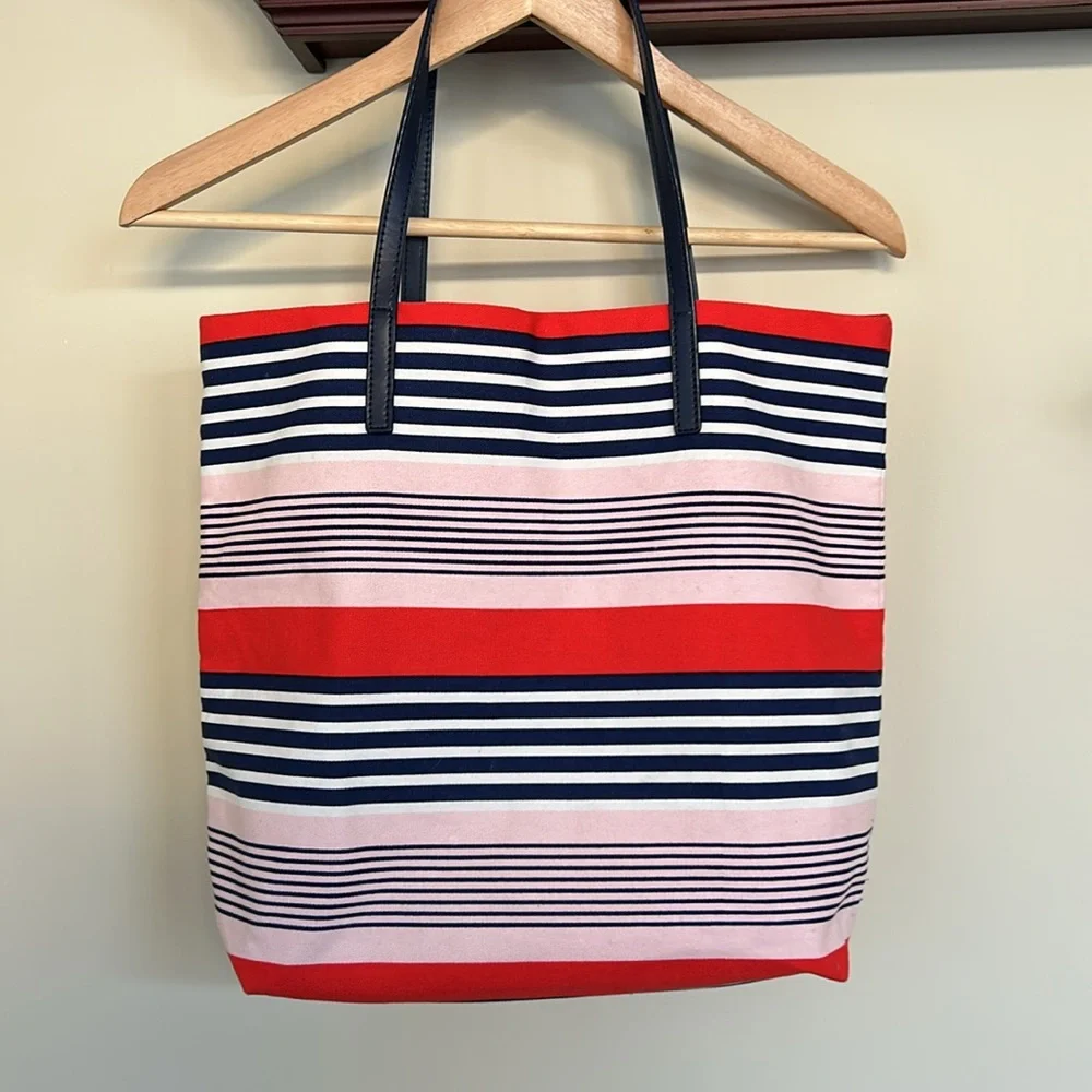 Kate Spade like new shopper book tote fits laptop red white blue - Picture 4 of 11